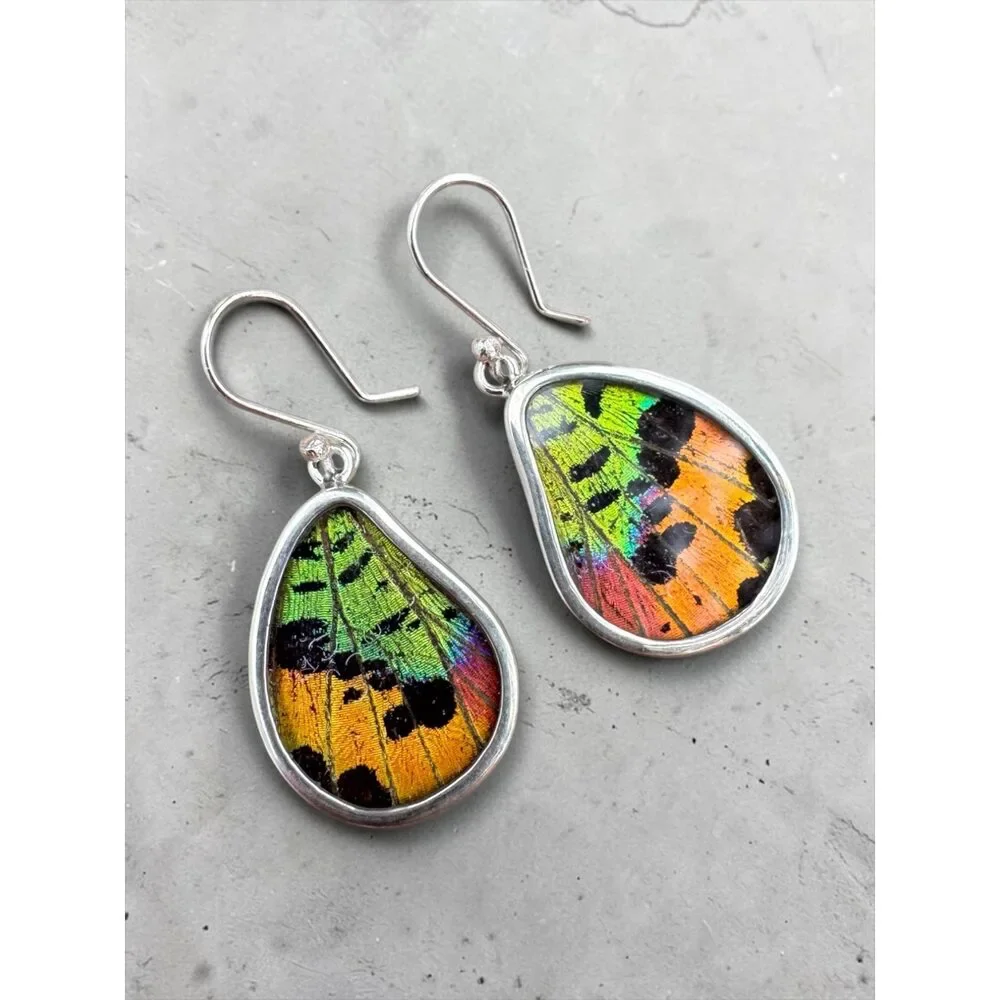 Butterfly Wing Solid 925 Sterling Silver Earrings